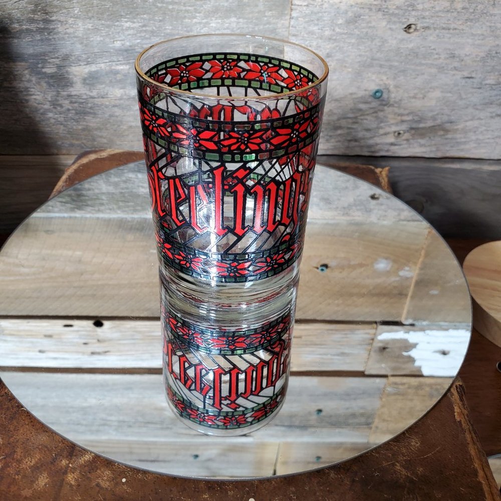 HOUZE GLASS COMPANY Stained Glass Seasons Greetings Old Fashioned Glass